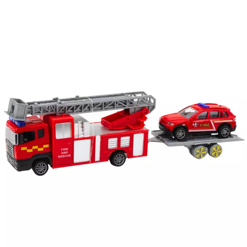 LEAN TOYS Conjunto de carros de bombeiros vermelho