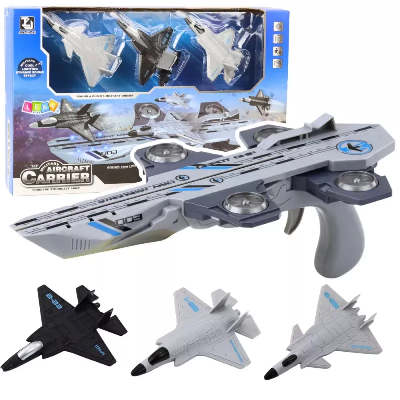 LEAN TOYS Conjunto 3 em 1 lançador de aviões de combate luzes sons