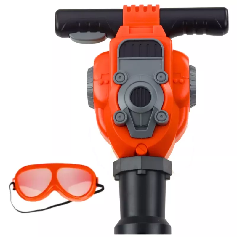 LEAN TOYS Conjunto de handyman martelo pneumático com óculos de proteção laranja