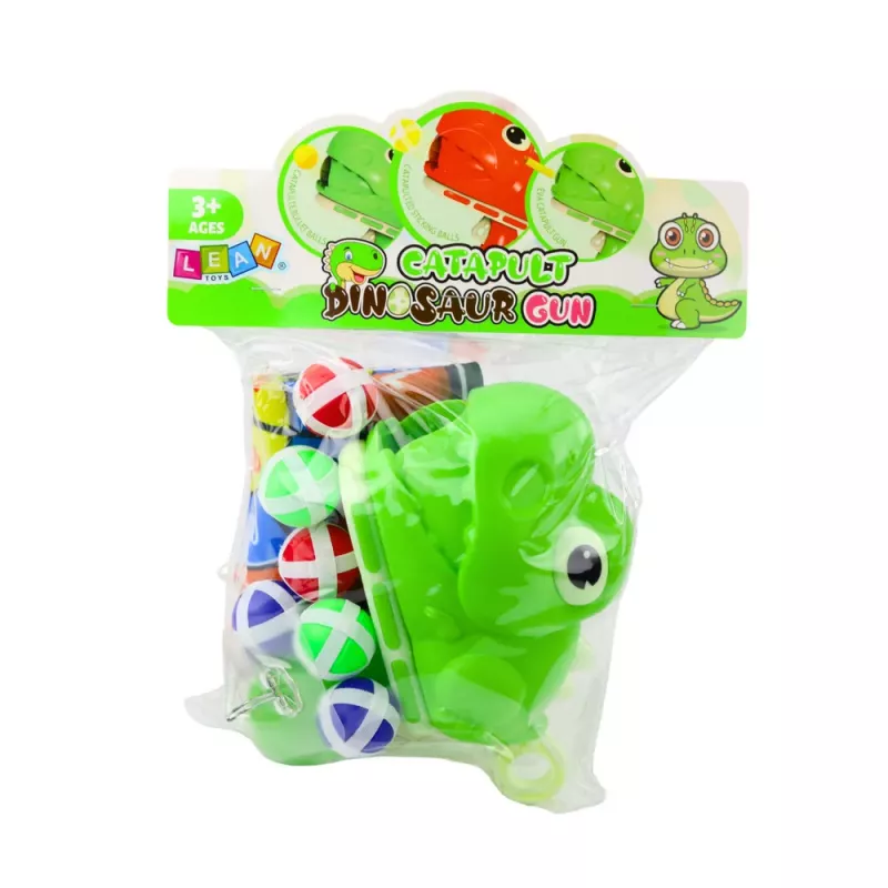LEAN TOYS Jogo de destreza pistola de tiro ao alvo bolas de velcro dinossauro