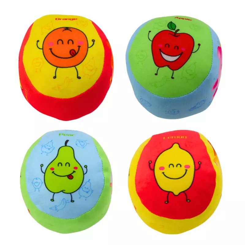 LEAN TOYS Conjunto de bolas macias para bebés frutas coloridas 4 unid.