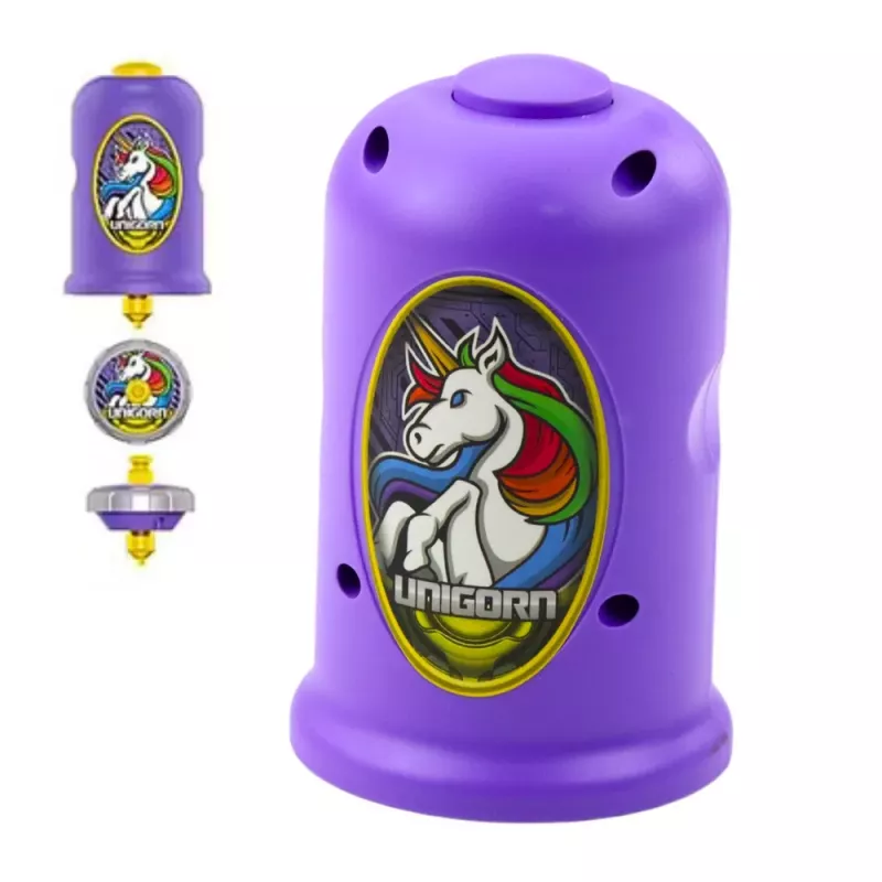 LEAN TOYS Conjunto lançador de disco voador pião unicórnio roxo