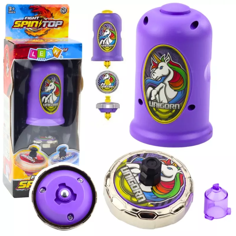 LEAN TOYS Conjunto lançador de disco voador pião unicórnio roxo