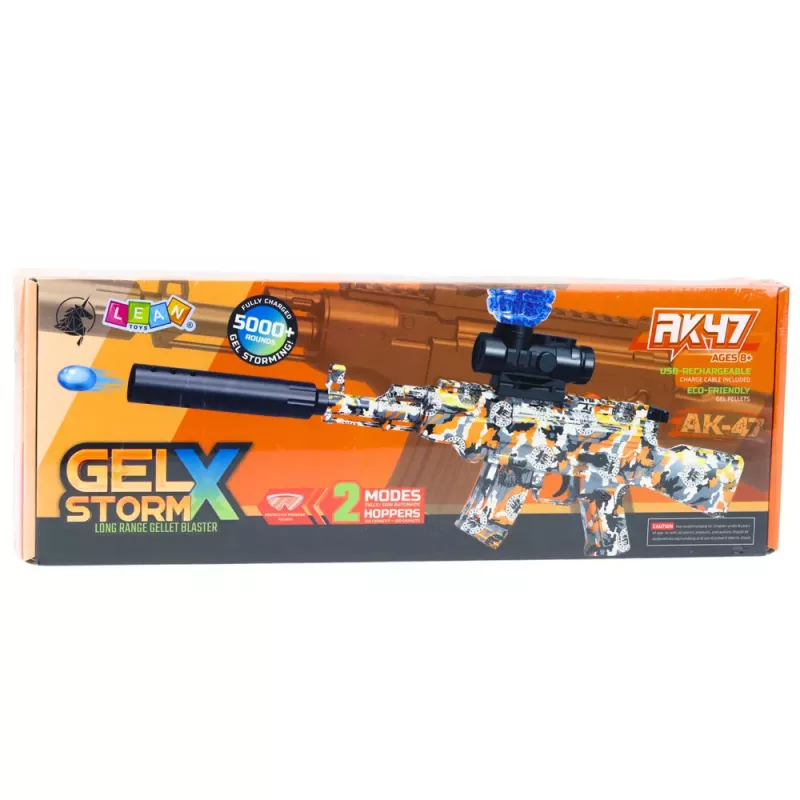 LEAN TOYS Espingarda AK47 para bolas de água hidrogel graffiti laranja