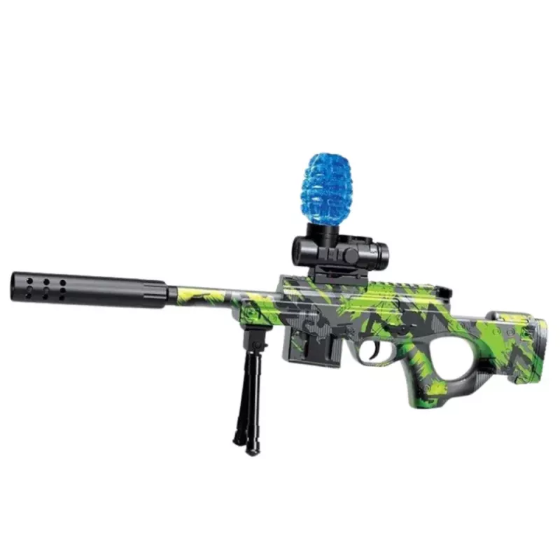 LEAN TOYS Espingarda AWM para bolas de água hidrogel verde com óculos de proteção 61 cm