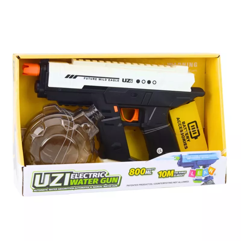 LEAN TOYS Pistola de água elétrica automática 10 m preto branco 800 ml