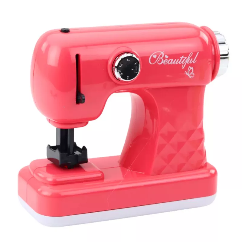 LEAN TOYS Máquina de costura de brinquedo com rato para crianças rosa-claro