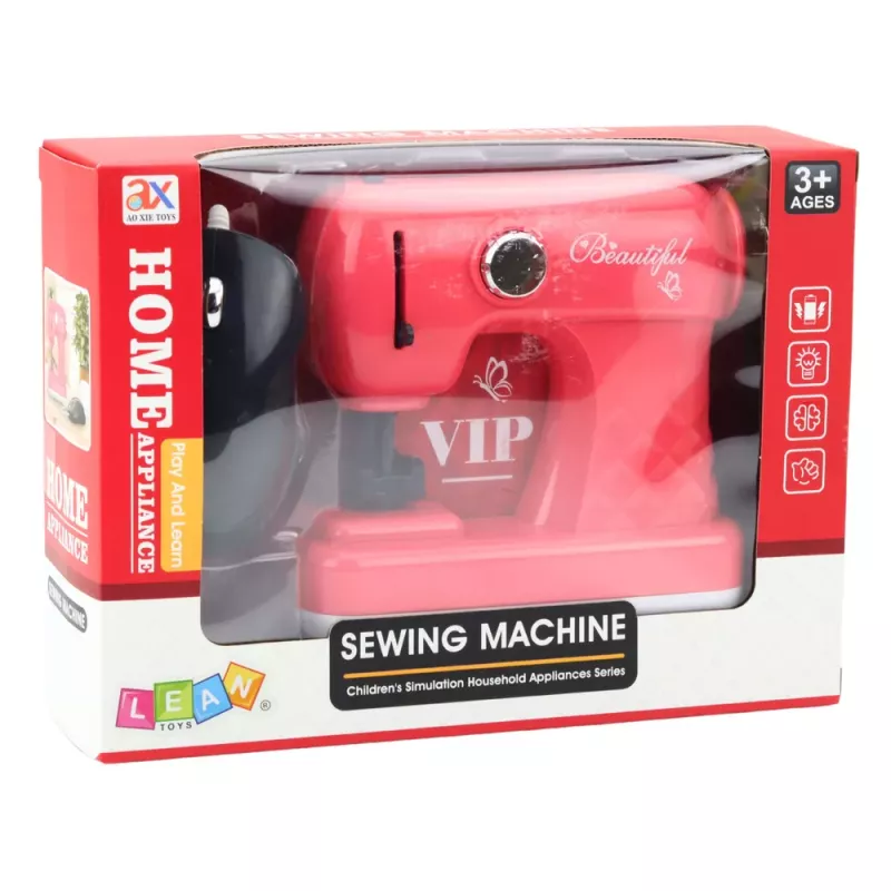 LEAN TOYS Máquina de costura de brinquedo com rato para crianças rosa-claro