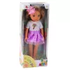 LEAN TOYS Boneca em Vestido Roxo com Cabelo Castanho Comprido e Gancho de Cabelo com Flores