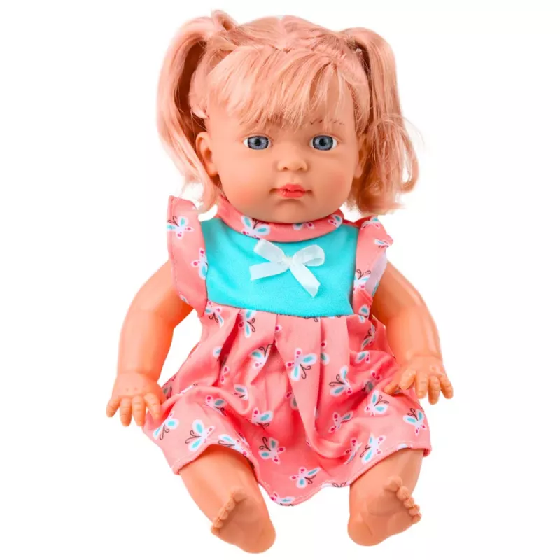 LEAN TOYS Boneca Bebé com Vestido Colorido, Franja, Biberão, Som