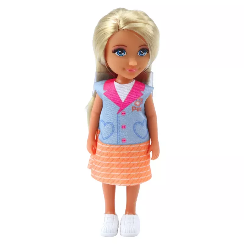 LEAN TOYS Mini Boneca com Conjunto de Acessórios de Veterinário para Tratar Cão e Gato