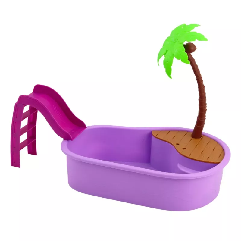 LEAN TOYS Conjunto de Bonecas Anlily na Praia com Piscina, Palmeira e Acessórios, 8 peças
