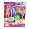 LEAN TOYS Conjunto de Bonecas Anlily na Praia com Piscina, Palmeira e Acessórios, 8 peças
