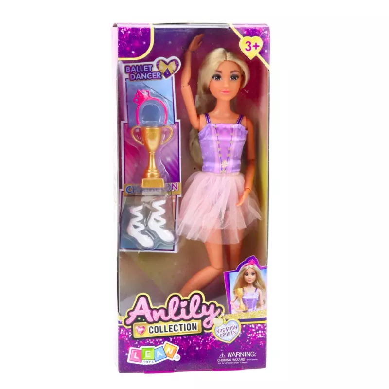 LEAN TOYS Boneca Bailarina Anlily em Vestido com Membros Articulados e Acessórios