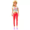 LEAN TOYS Boneca de Yoga Anlily com Tapete de Yoga, Garrafa de Água, Saco de Desporto, Membros Articulados, 29 cm, Cabelo Louro, Olhos Azuis, Conjunto Desportivo, para Crianças a partir de 3 Anos
