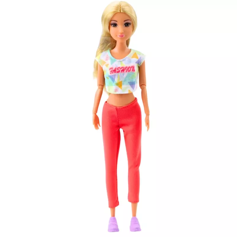 LEAN TOYS Boneca de Yoga Anlily com Tapete de Yoga, Garrafa de Água, Saco de Desporto, Membros Articulados, 29 cm, Cabelo Louro, Olhos Azuis, Conjunto Desportivo, para Crianças a partir de 3 Anos