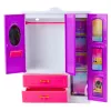 LEAN TOYS Guarda-roupa de Bonecas Anlily com Prateleiras, Gavetas e Acessórios de Camarim, 24 Peças