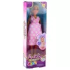 LEAN TOYS Boneca Grávida Anlily com Vestido de Bolinhas Rosa Claro e Cabelo Comprido