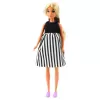 LEAN TOYS Boneca Grávida Anlily em Vestido às Riscas Preto e Branco com Bebé
