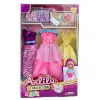 LEAN TOYS Conjunto de Vestido de Boneca Anlily com Sapatos, Mala, Coroas e Acessórios, 8 Peças