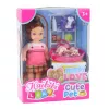 LEAN TOYS Conjunto de Mini Bonecas com Dois Cachorros, Cama, Tigela e Biberão