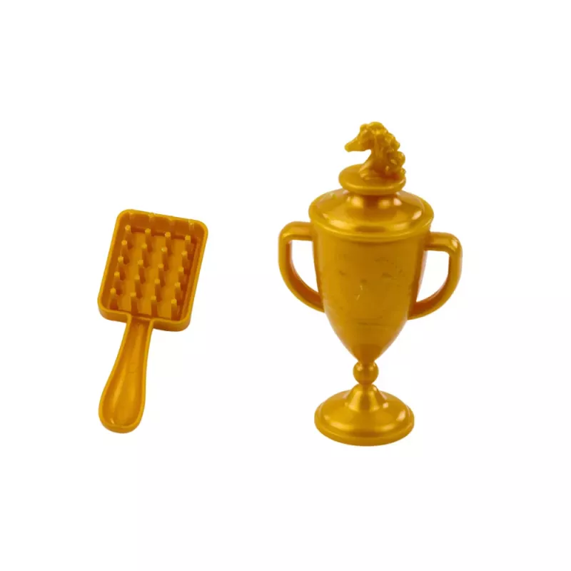 LEAN TOYS Conjunto de Cuidados para Cavalo com Escova de Crina, Copo de Sela e Acessórios, Castanho