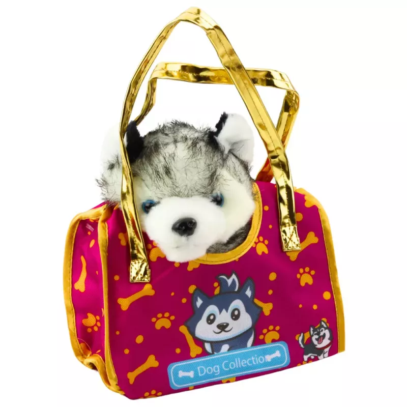 LEAN TOYS Cão husky em saco peluche mascote peluche branco cinzento