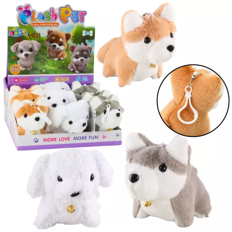 LEAN TOYS Cão de peluche com cauda a abanar porta-chaves pendente