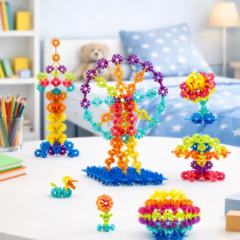 LEAN TOYS Conjunto de blocos de construção floco de neve em mala 140 unid.