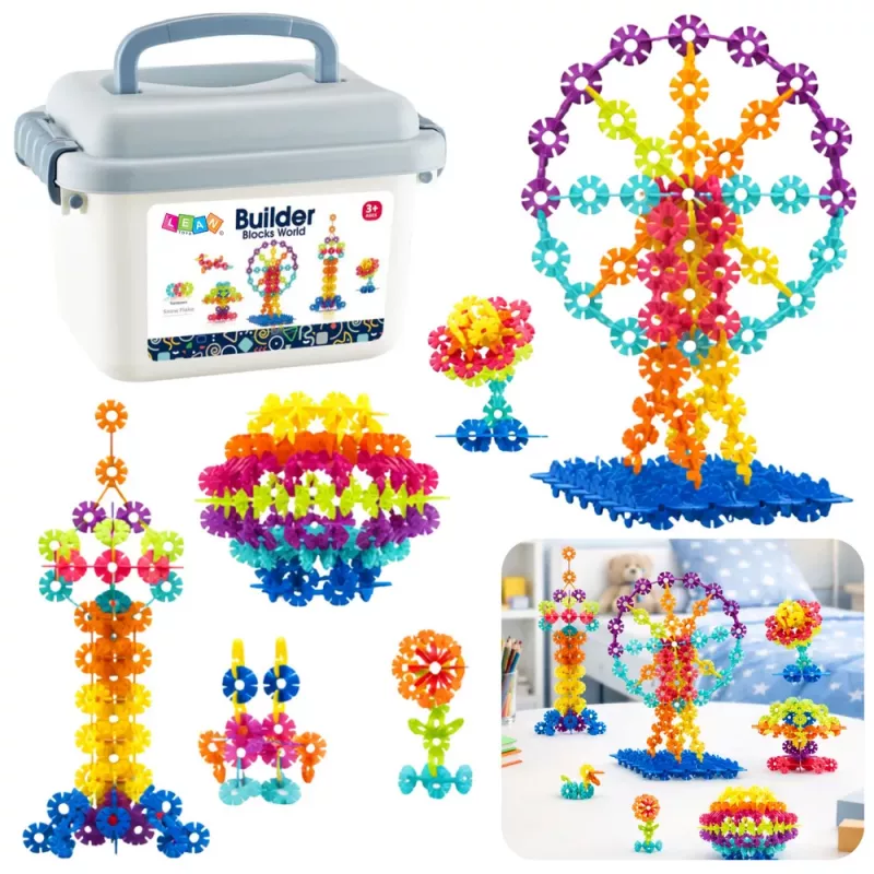 LEAN TOYS Conjunto de blocos de construção floco de neve em mala 140 unid.