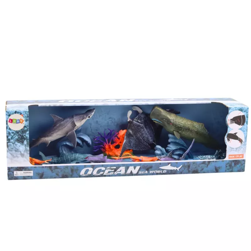 LEAN TOYS Conjunto de figuras animais marinhos com elementos móveis raia