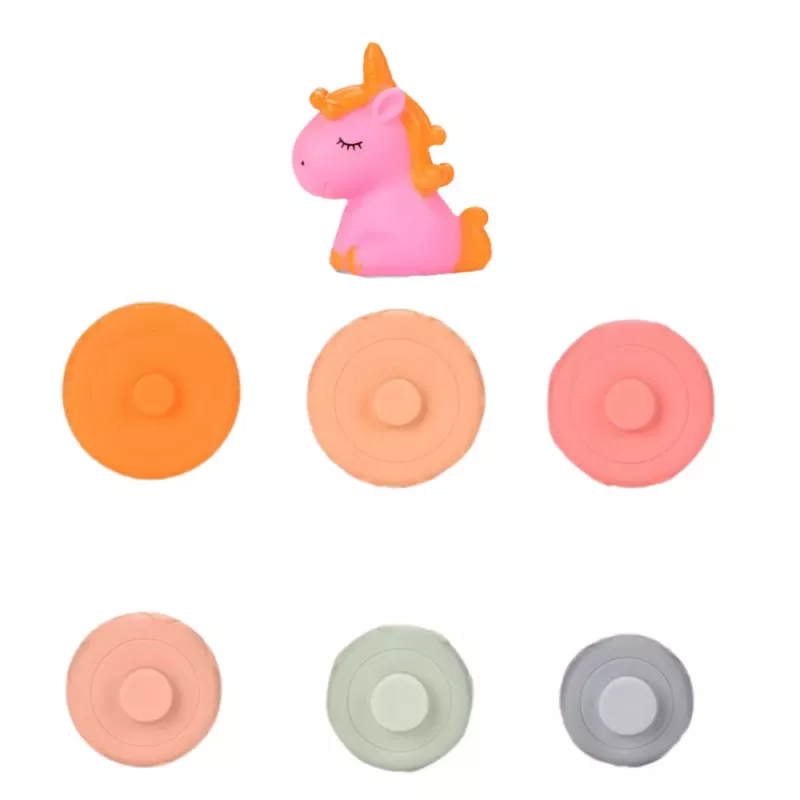 LEAN TOYS Torre pirâmide para crianças pequenas blocos macios de borracha unicórnio