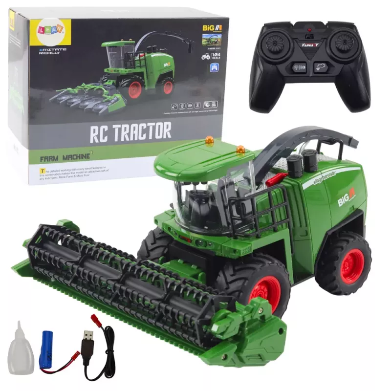 LEAN TOYS Ceifeira-debulhadora agrícola com plataforma de grão e milho controlo remoto RC 1:24