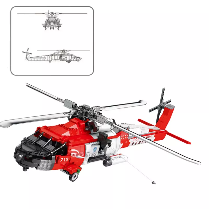 LEAN TOYS Blocos de construção helicóptero de salvamento HH-60J Jayhawk 1137el