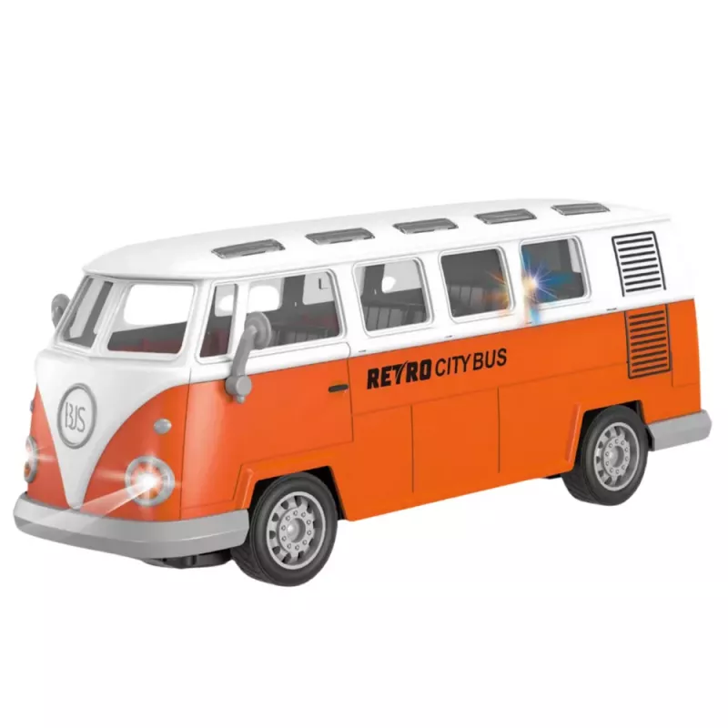 LEAN TOYS Autocarro urbano retro com controlo remoto RC luzes 1:30