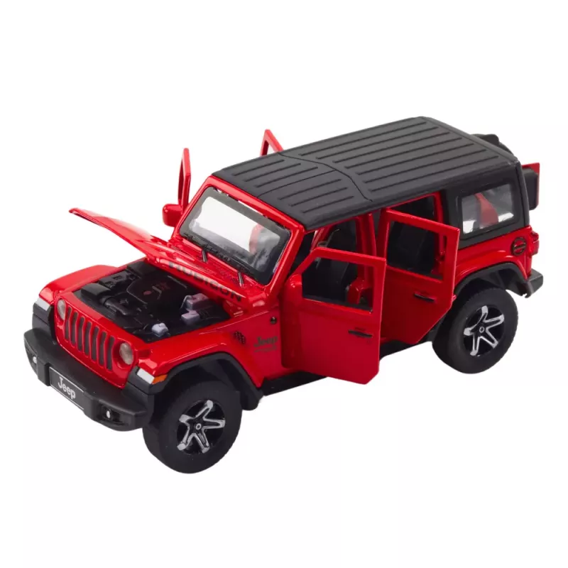 LEAN TOYS Conjunto de carro autocaravana todo-o-terreno metal tração luzes sons vermelho 1:32