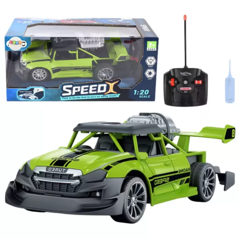 LEAN TOYS Carro com controlo remoto RC 1:20 com efeito de luz e fumo verde