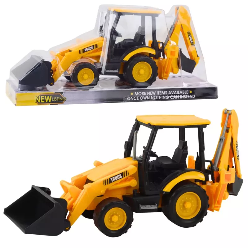 LEAN TOYS Escavadora de dois baldes veículo de obra móvel amarelo