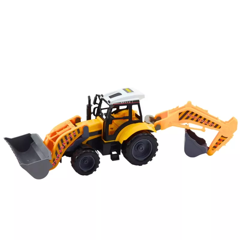 LEAN TOYS Retroescavadora grande veículo agrícola de obra móvel amarelo