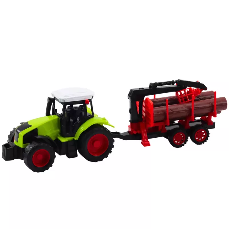 LEAN TOYS Trator com Atrelado HDS para o Transporte de Troncos de Madeira