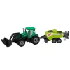 LEAN TOYS Conjunto de Trator com Carregador e Enfardadeira Agrícola Verde