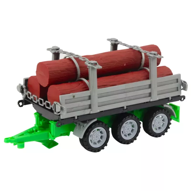 LEAN TOYS Trator Agrícola Verde com Atrelado para Troncos de Árvore 47cm