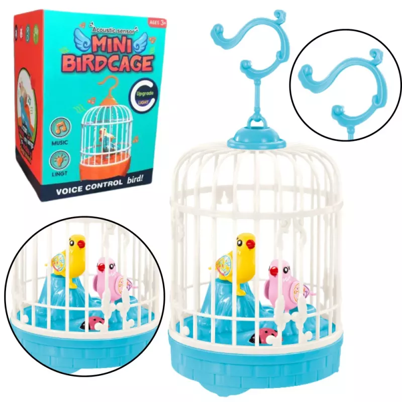 LEAN TOYS Gaiola de Pássaro a Pilhas com Luzes e Sons - Azul