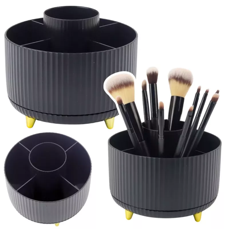 LEAN Organizador de Pincéis de Maquilhagem Rotativo 360° com 5 Compartimentos Preto