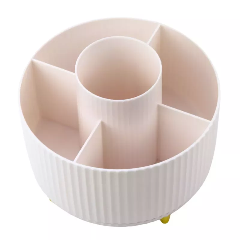 LEAN Organizador de Pincéis de Maquilhagem Rotativo 360° com 5 Compartimentos Branco