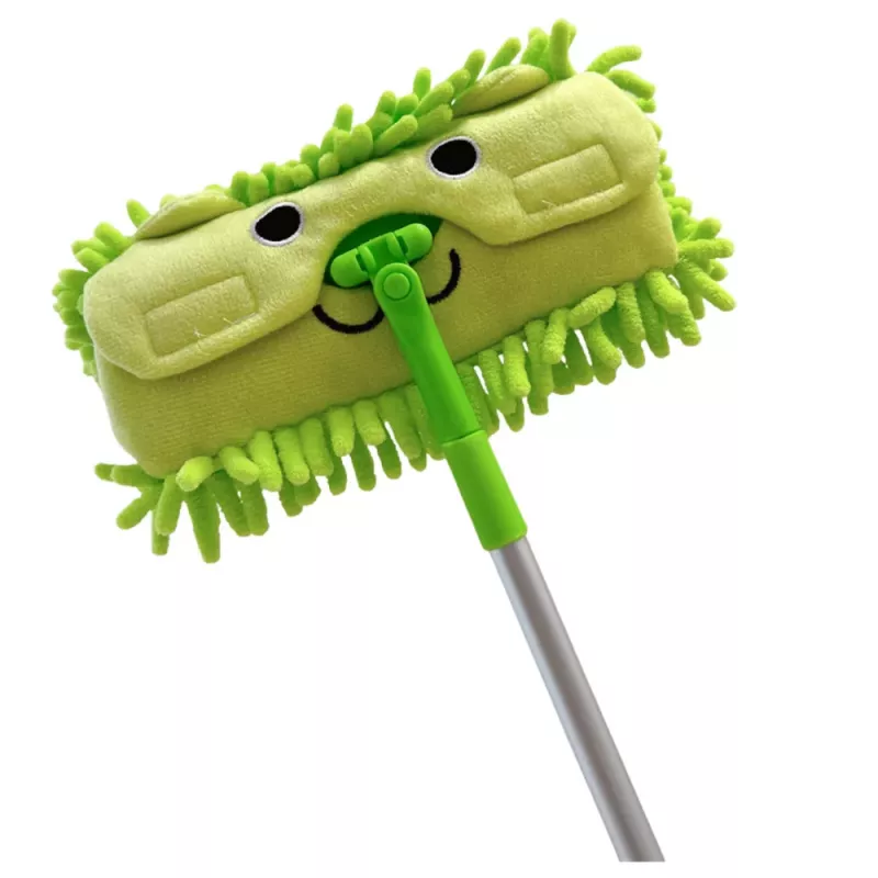 LEAN TOYS Esfregona Infantil com Cabo Telescópico Animal Verde
