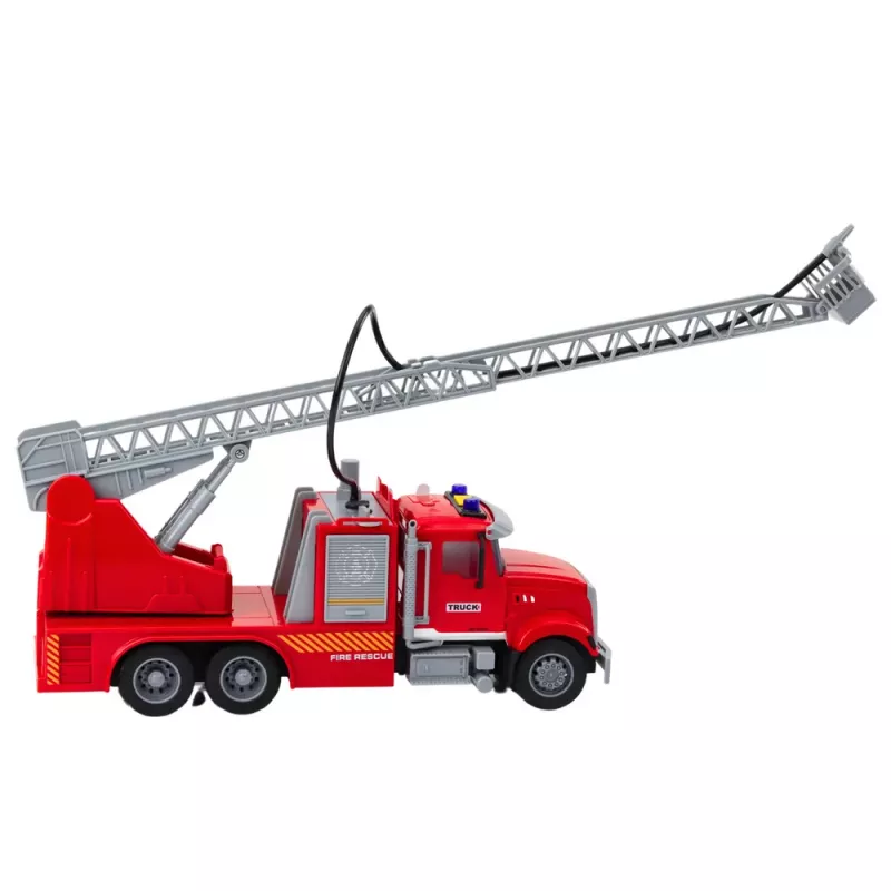 LEAN TOYS Carro de Bombeiros com Escada, Água, Luzes e Sons