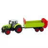 LEAN TOYS Trator com atrelado, tração por fricção, capô, portas, verde