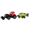 LEAN TOYS Conjunto de Trator com Carregador e Enfardadeira Agrícola vermelho