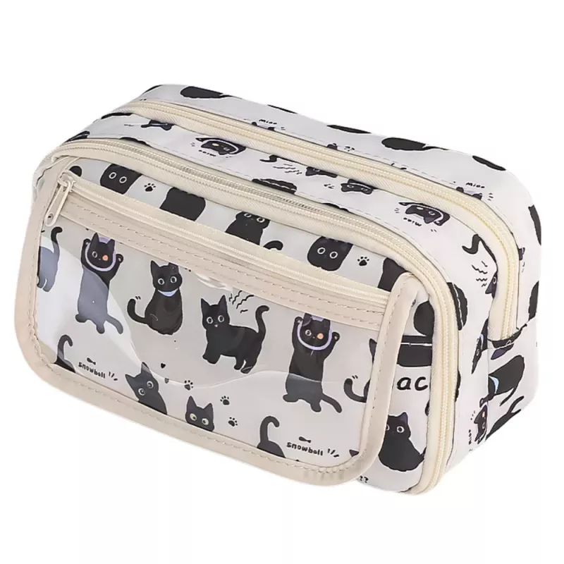 LEAN Estojo Escolar Conjunto Gatos pretos branco 21cm